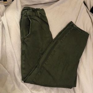 Olive green Zara paper bag jeans
